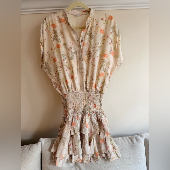 OLIVACEOUS SMOCKED WAIST DRESS SZ L - Picture 2 of 6